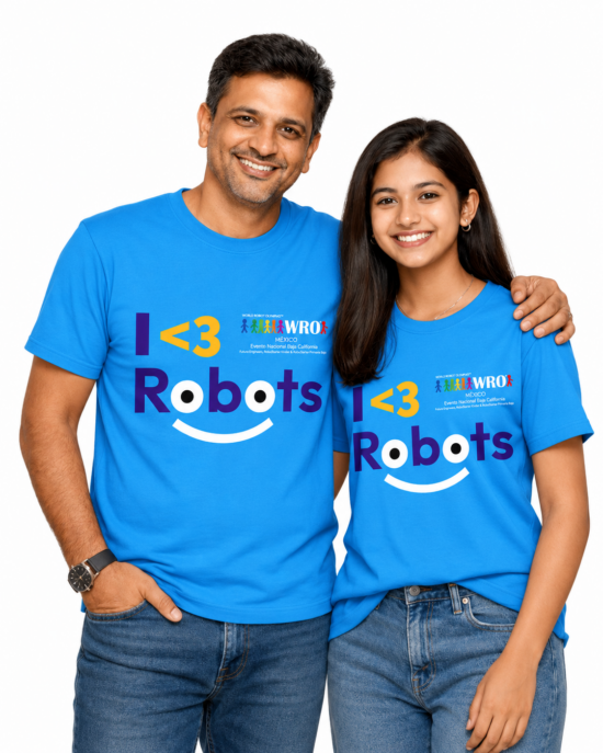 Hombre y adolescente con playera azul I
