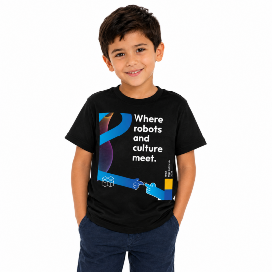 Playera - Black WRO Baja California 2026 T-shirt with Where Robots and Culture Meet graphic